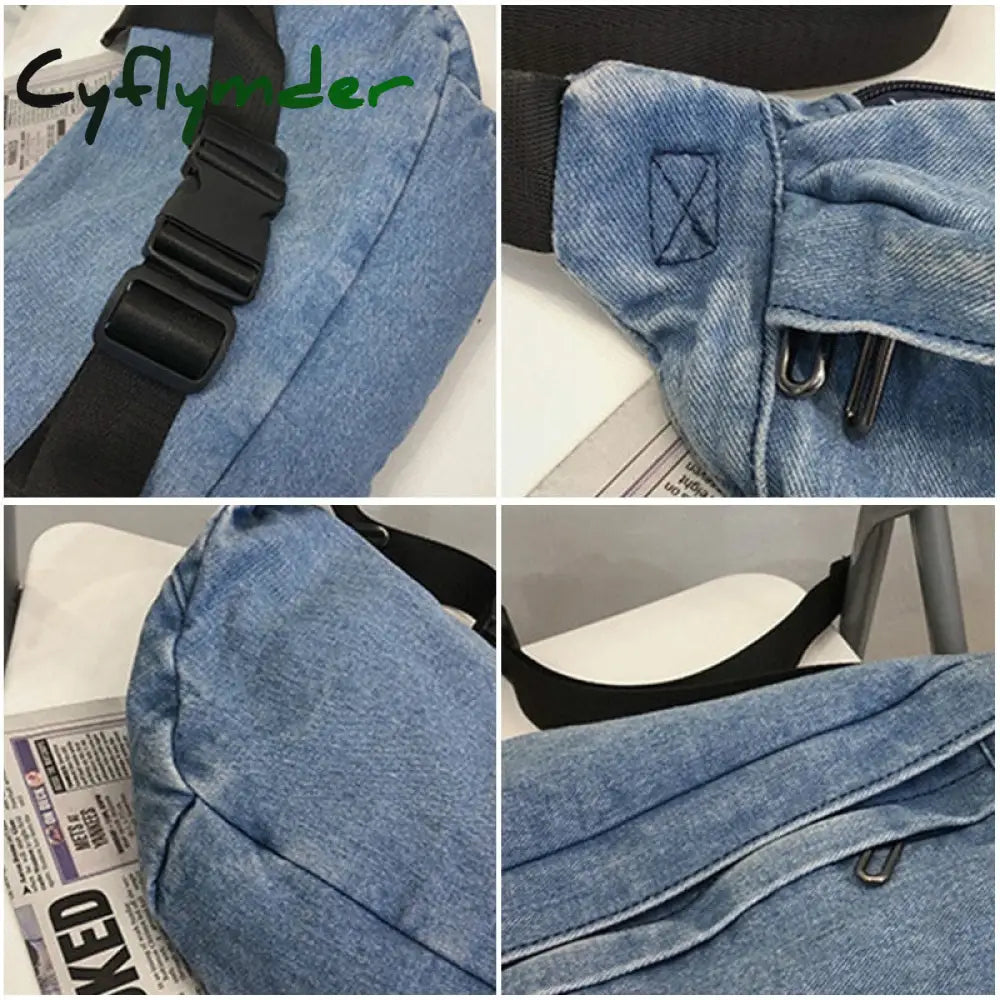 Cyflymder Unisex Crossbody Bag Shoulder Girls New Denim For Women Large Capacity Messenger Bolsos