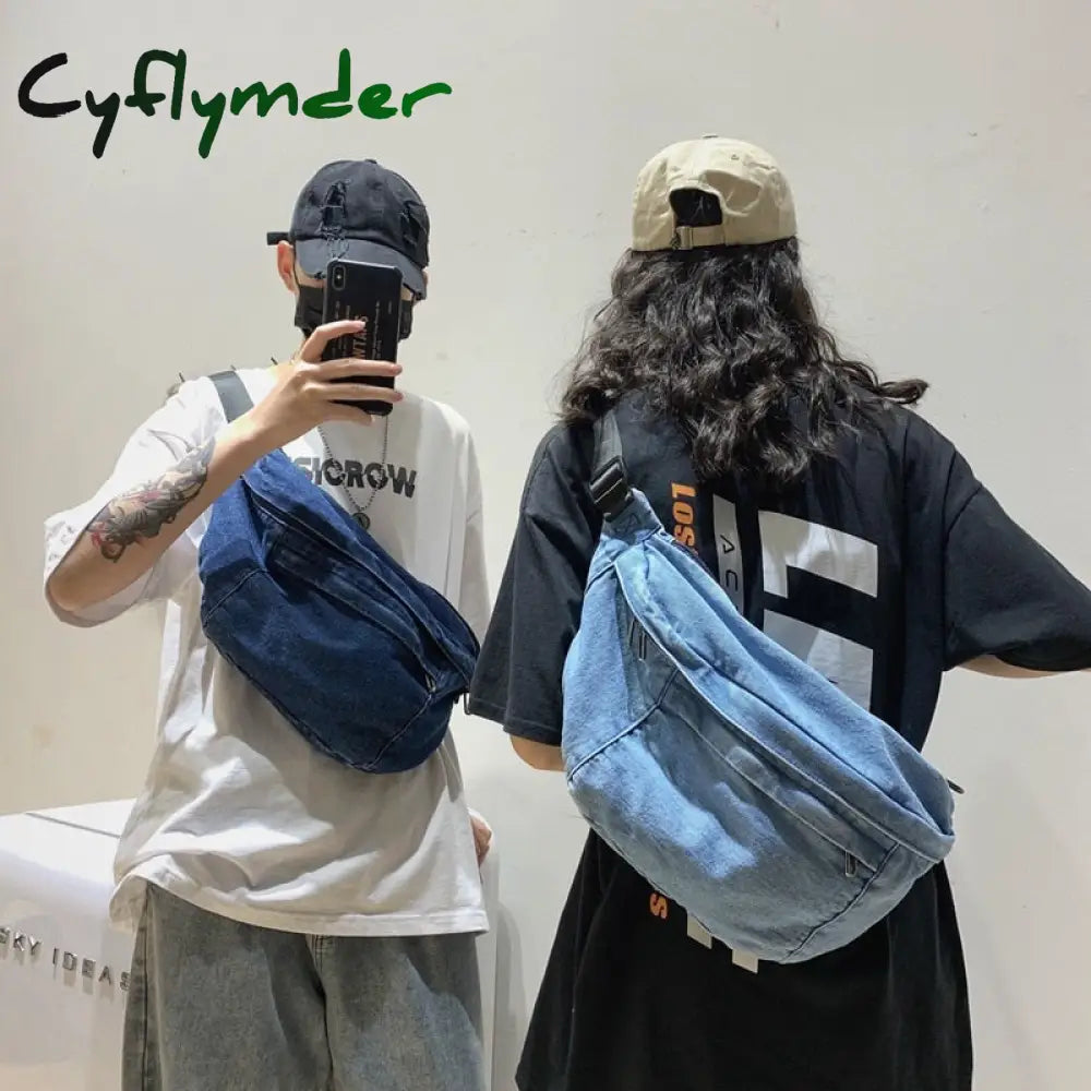 Cyflymder Unisex Crossbody Bag Shoulder Girls New Denim For Women Large Capacity Messenger Bolsos