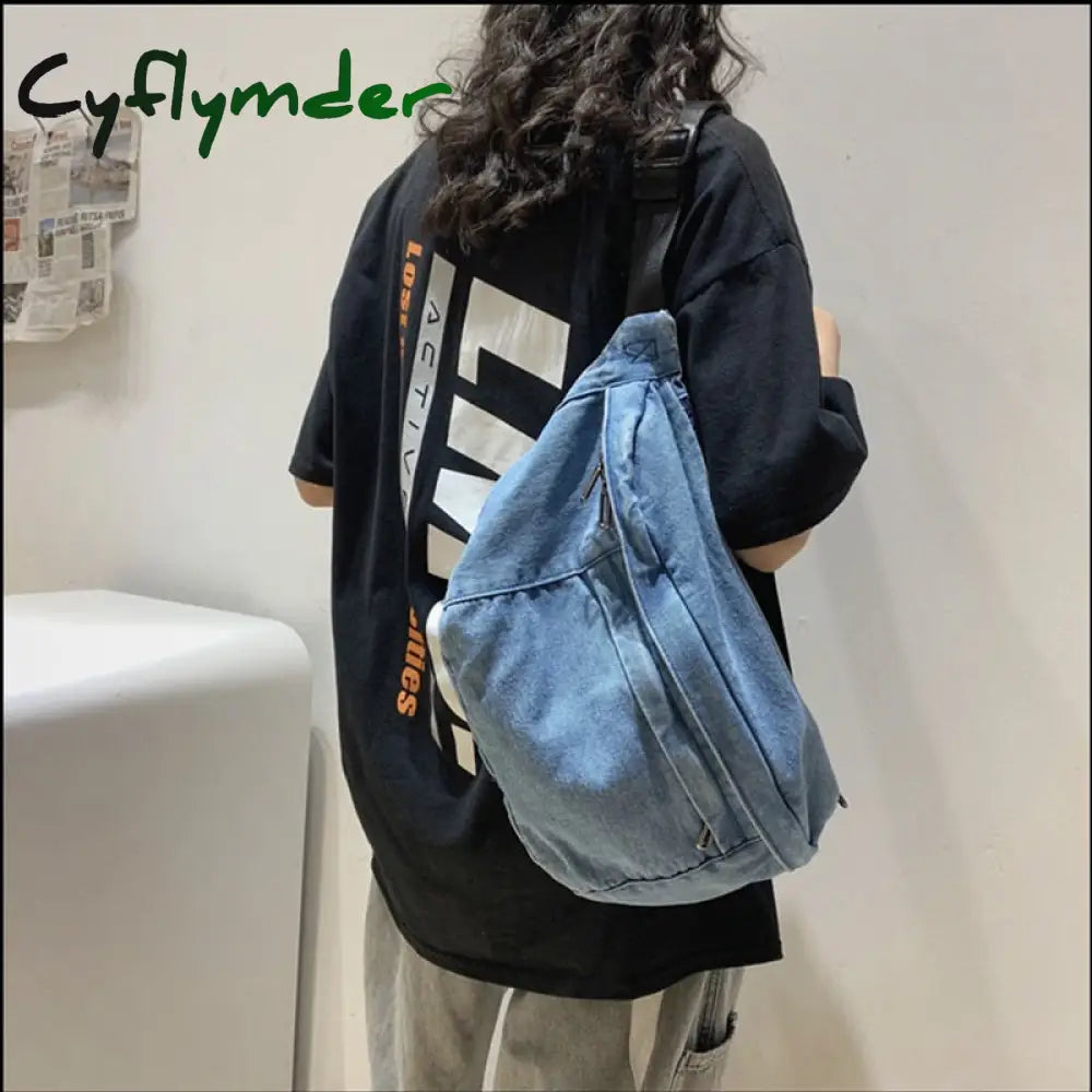 Cyflymder Unisex Crossbody Bag Shoulder Girls New Denim For Women Large Capacity Messenger Bolsos