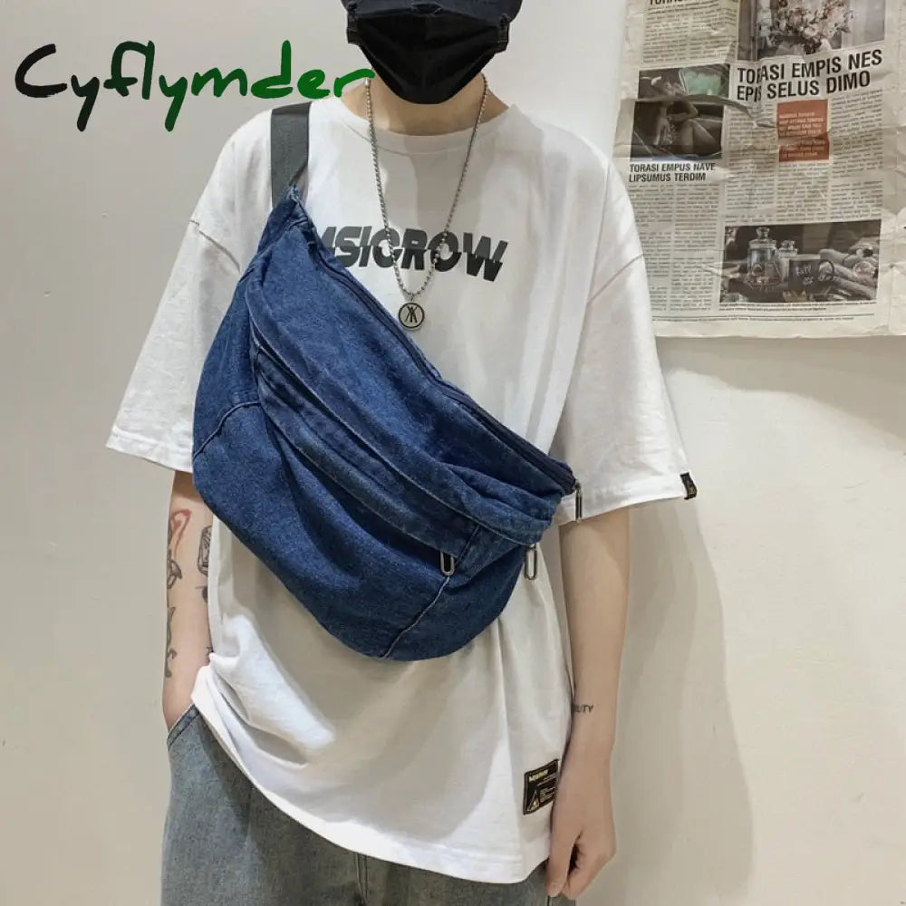 Cyflymder Unisex Crossbody Bag Shoulder Girls New Denim For Women Large Capacity Messenger Bolsos