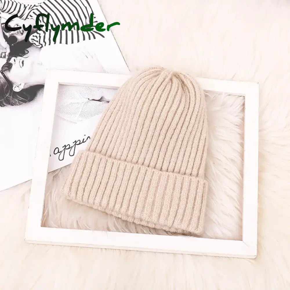 Cyflymder Unisex Hat Cotton Blends Solid Warm Soft HIP HOP Knitted Hats Men Winter Caps Women’s Skullies Beanies For
