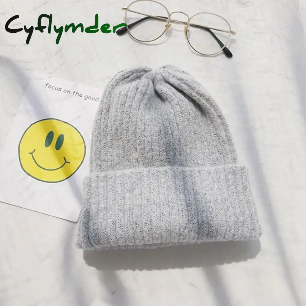 Cyflymder Unisex Hat Cotton Blends Solid Warm Soft HIP HOP Knitted Hats Men Winter Caps Women’s Skullies Beanies For
