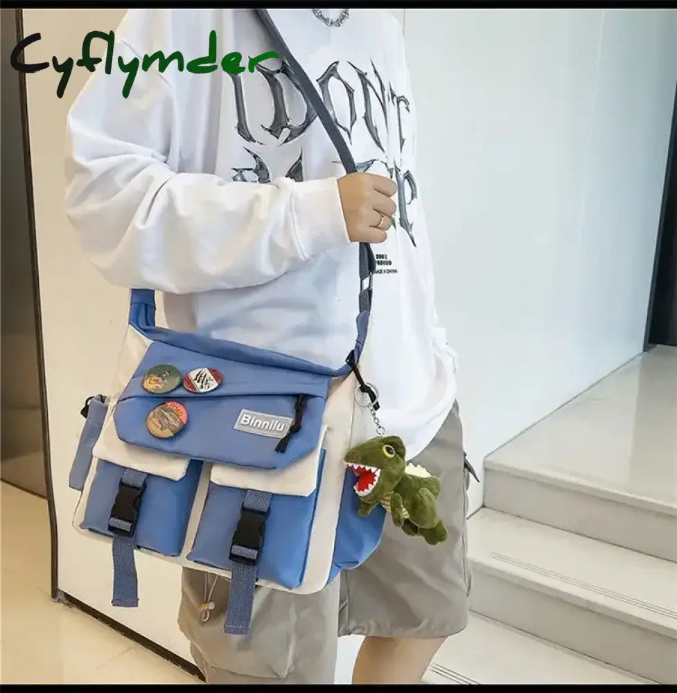 Cyflymder Unisex Large Capacity Casual Fashion Single Shoulder Bag Korean Teenagers Multiple