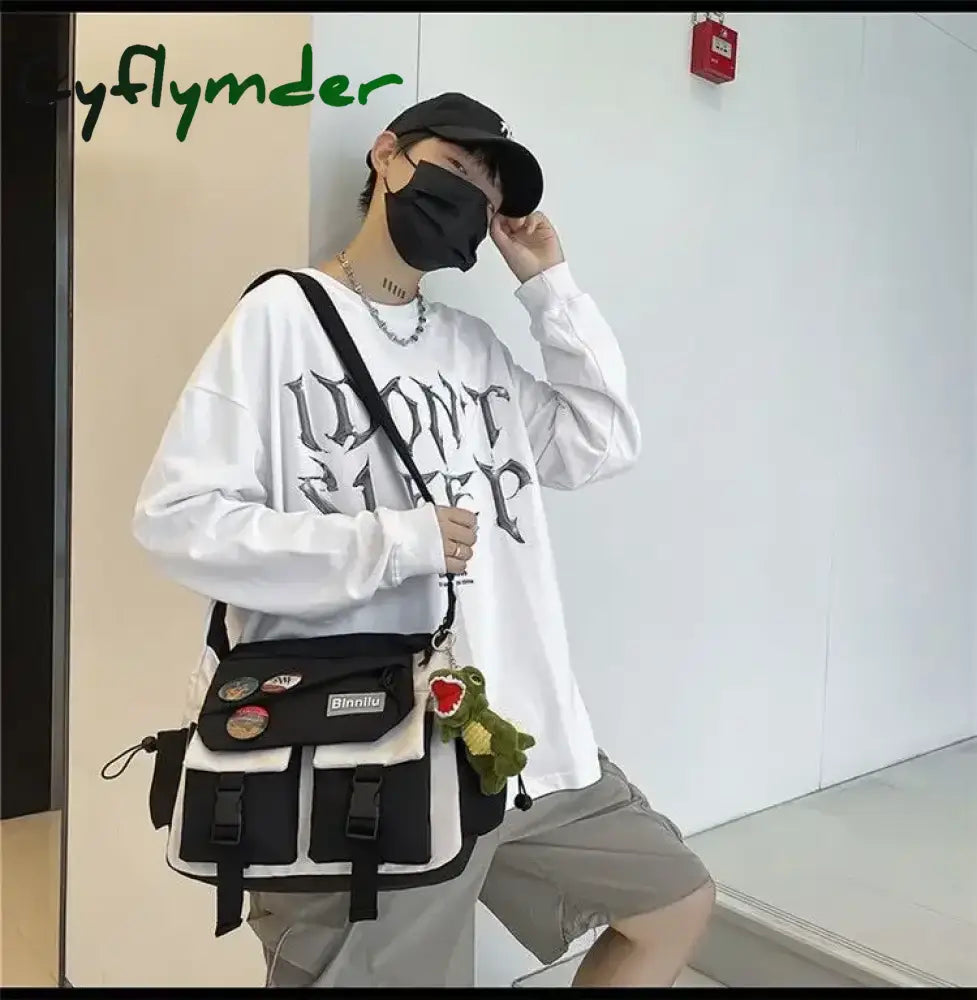 Cyflymder Unisex Large Capacity Casual Fashion Single Shoulder Bag Korean Teenagers Multiple