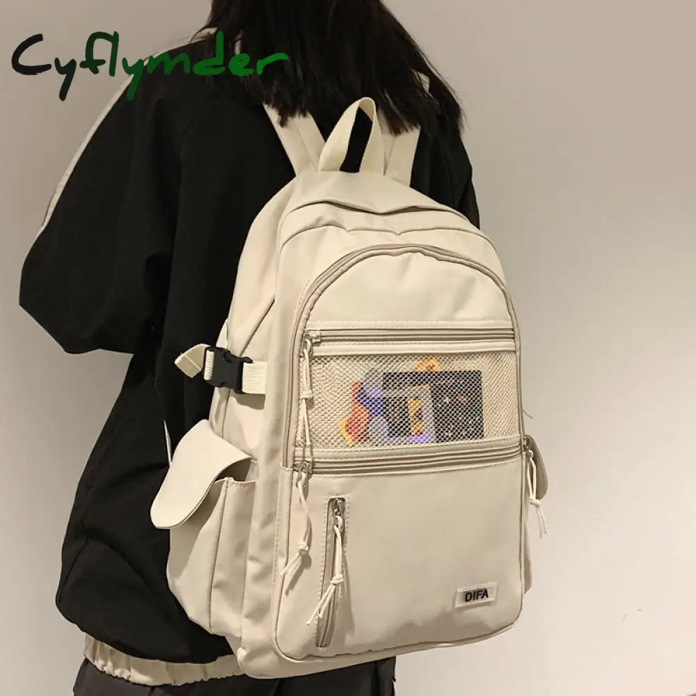 Cyflymder Unisex Large Capacity Students Backpack Korean Pure Color Boys Girls Campus Style