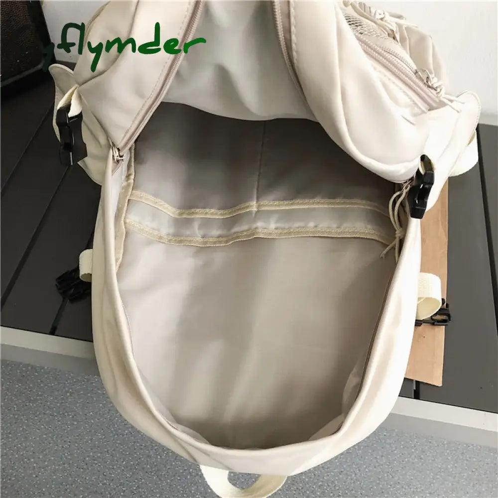 Cyflymder Unisex Large Capacity Students Backpack Korean Pure Color Boys Girls Campus Style