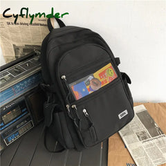 Cyflymder Unisex Large Capacity Students Backpack Korean Pure Color Boys Girls Campus Style