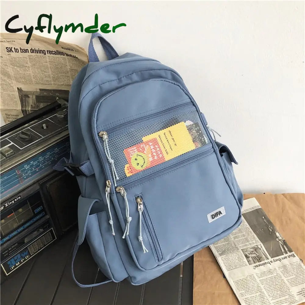 Cyflymder Unisex Large Capacity Students Backpack Korean Pure Color Boys Girls Campus Style