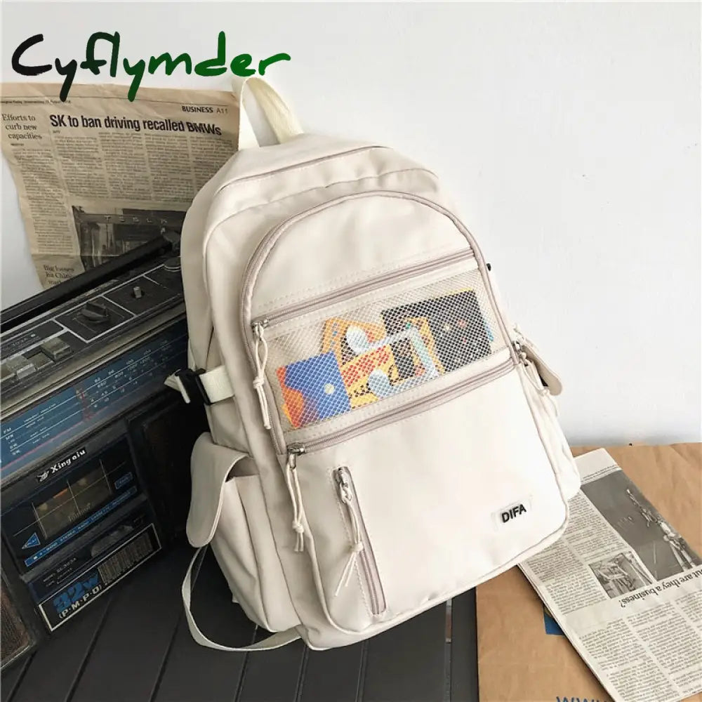 Cyflymder Unisex Large Capacity Students Backpack Korean Pure Color Boys Girls Campus Style