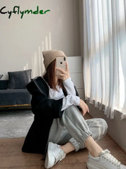 Cyflymder Unisex Large Size Winter Real Wool Knitted Beanies for Women Fashion Solid Warm Cashmere Wool Skullies