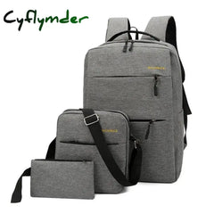 Cyflymder Usb Charging Canvas Backpack 3 Pcs/Set Women School Backpacks Schoolbag For Teenagers Man