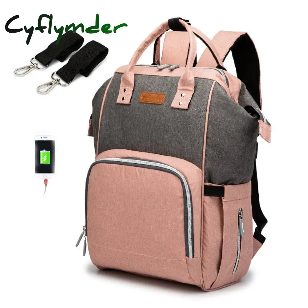 Cyflymder Usb Waterproof Charger Diaper Backpack Bag Maternity Nursing Universal Large Woman Travel