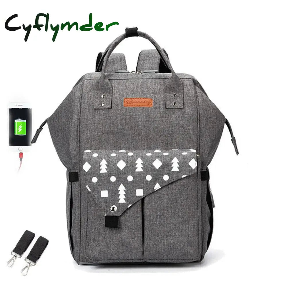 Cyflymder Usb Waterproof Charger Diaper Backpack Bag Maternity Nursing Universal Large Woman Travel