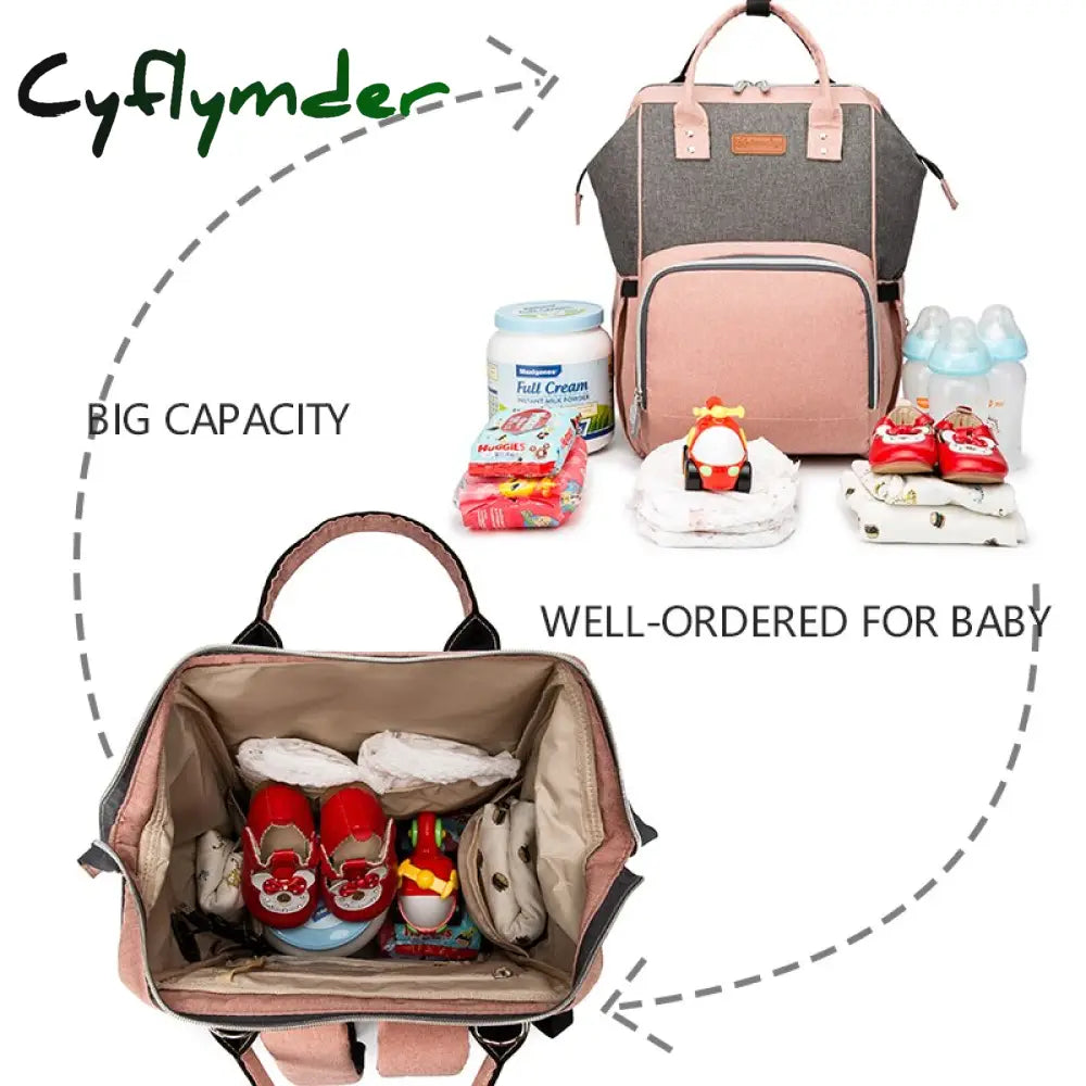 Cyflymder Usb Waterproof Charger Diaper Backpack Bag Maternity Nursing Universal Large Woman Travel