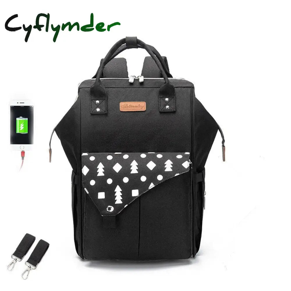 Cyflymder Usb Waterproof Charger Diaper Backpack Bag Maternity Nursing Universal Large Woman Travel