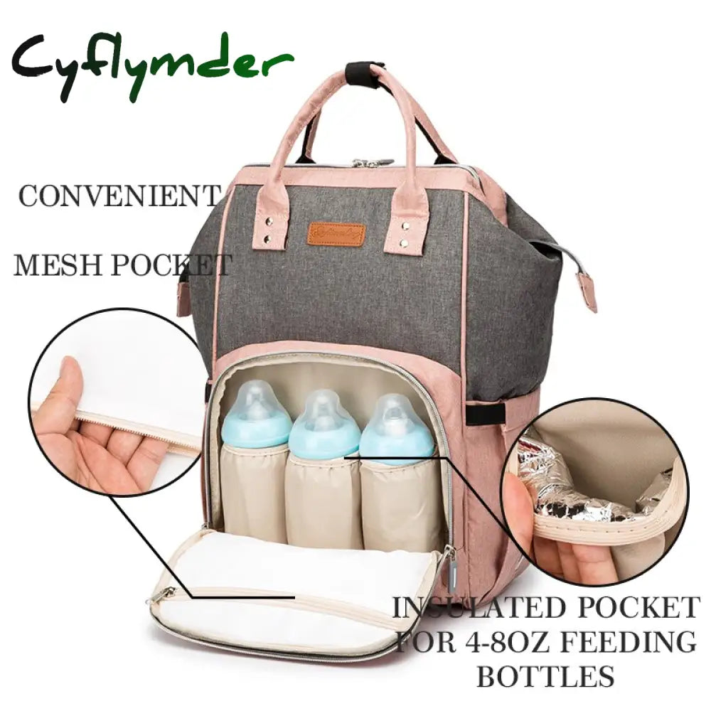 Cyflymder Usb Waterproof Charger Diaper Backpack Bag Maternity Nursing Universal Large Woman Travel