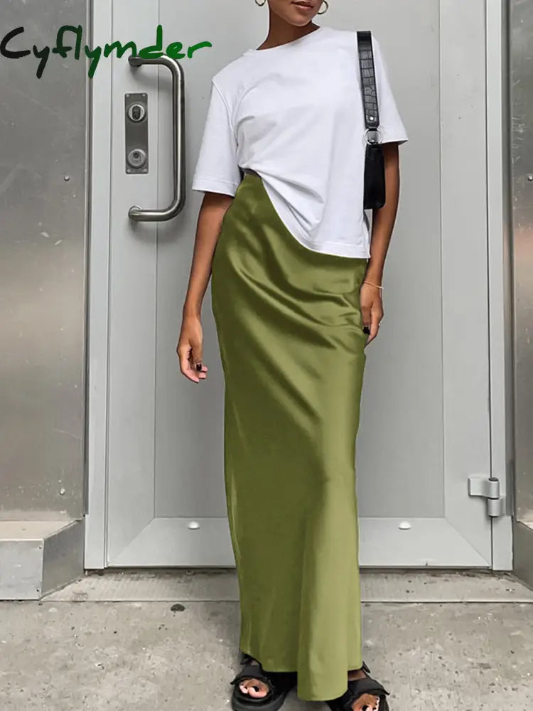 Cyflymder- Utility Satin Maxi Skirt Green / Xs Skirts