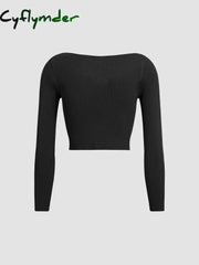 Cyflymder - V-Neck Textured Knit Top Tops