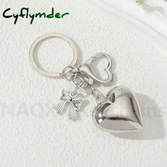 Cyflymder Valentines Day Gift Y2K Big Heart Keychain Plastic Silver Color Key Ring For Women Girls