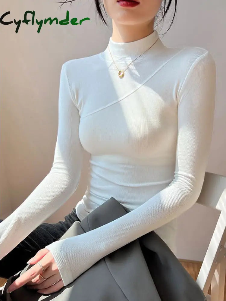 Cyflymder - Vanilla Mockneck Long Sleeve Top T-Shirts