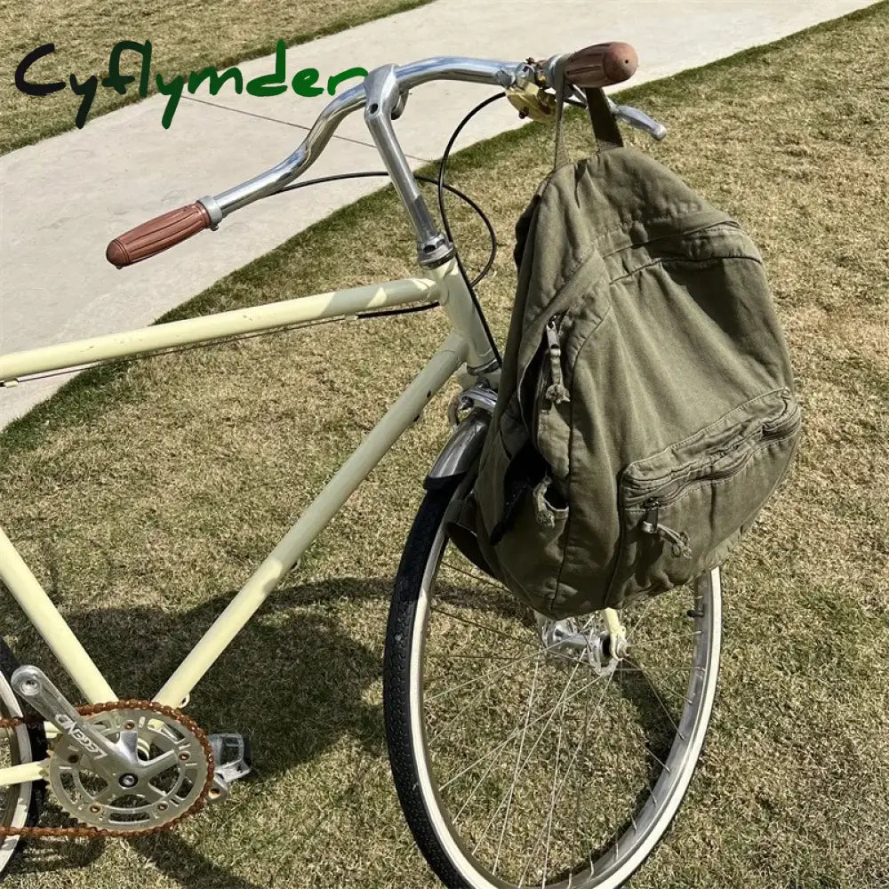 Cyflymder Vintage Backpack for Women Canvas Women Rucksack Zipper Casual Medium-Capacity Preppy Style Female Bag