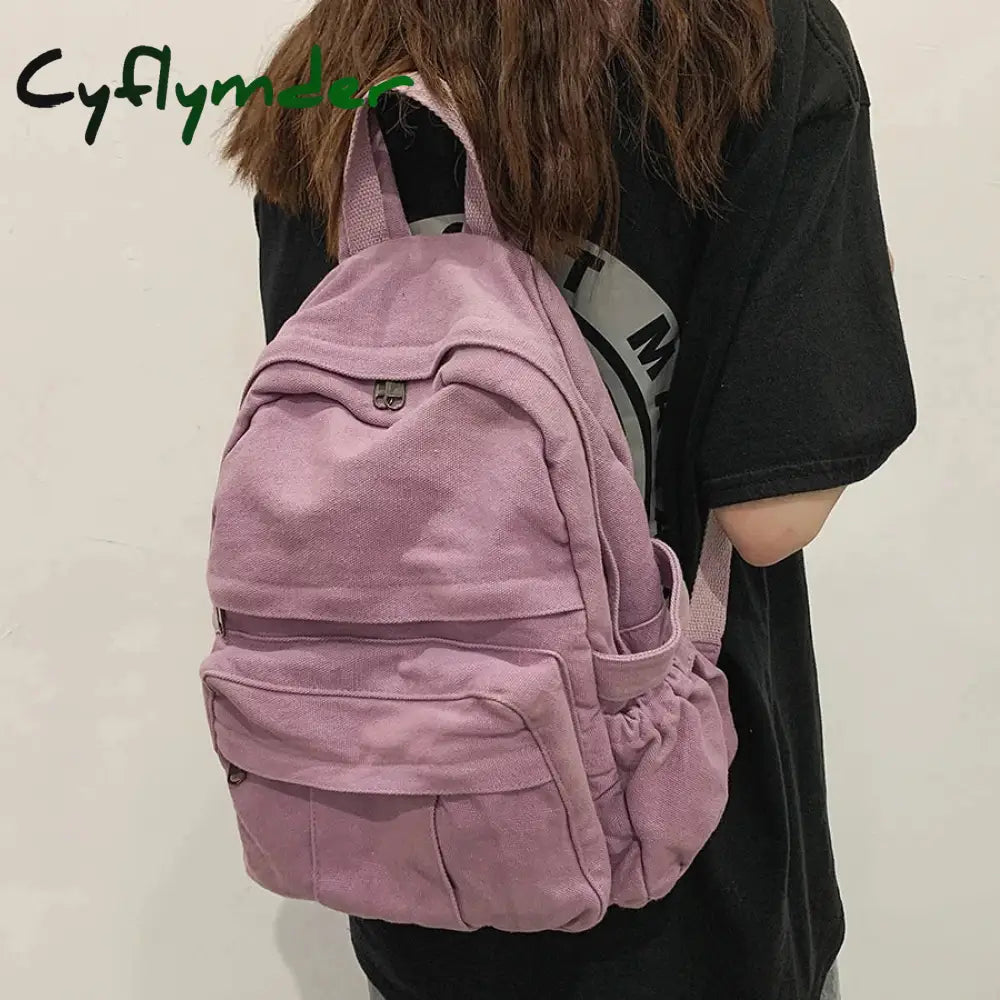 Vintage Casual Backpack Women Travel Bag Fashion Canvas High Capacity Solid Women's Backpack Student Zipper School Bag Unisex