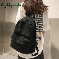 Cyflymder Vintage Casual Backpack Women Travel Bag Fashion Canvas High Capacity Solid Women’s