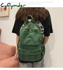 Cyflymder Vintage Casual Backpack Women Travel Bag Fashion High Capacity Solid Color Women’s