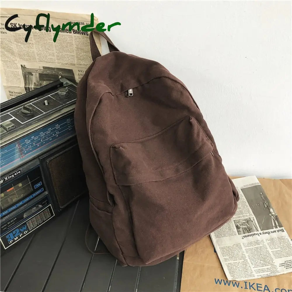 Cyflymder Vintage Casual Backpack Women Travel Bag High Capacity Solid Women’s Girls Men Canvas