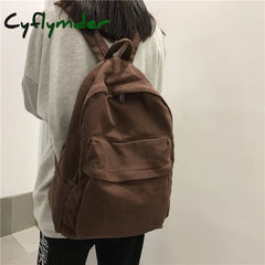 Cyflymder Vintage Casual Backpack Women Travel Bag High Capacity Solid Women’s Girls Men Canvas