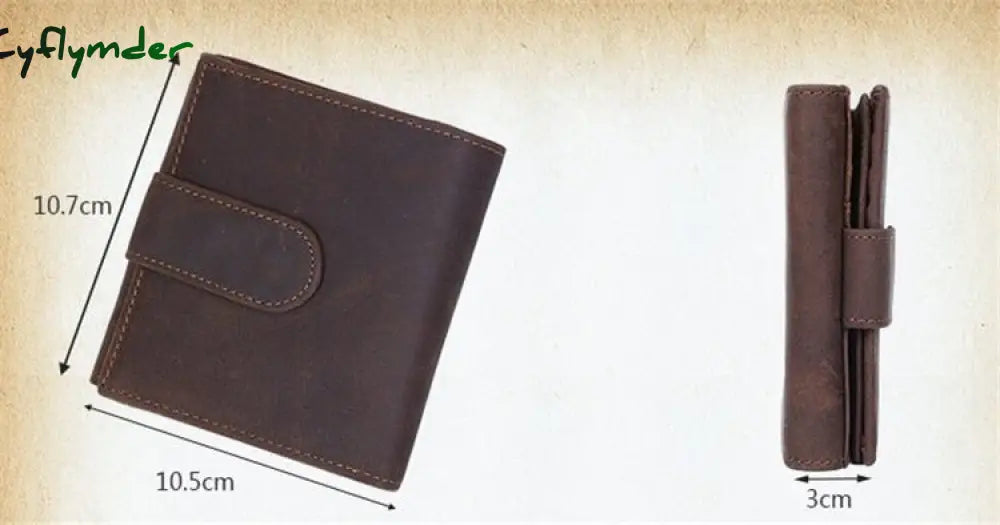 Cyflymder Vintage Crazy Horse Genuine Leather Men Wallet Purse Male Short Style Clutch Bag Coin