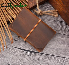 Cyflymder Vintage Crazy Horse Genuine Leather Passport Book Traveler Passport Cover Leather Card Holder Wallet ID Card