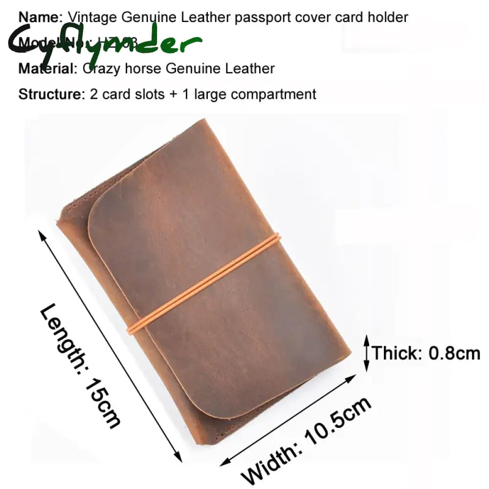 Cyflymder Vintage Crazy Horse Genuine Leather Passport Book Traveler Passport Cover Leather Card Holder Wallet ID Card