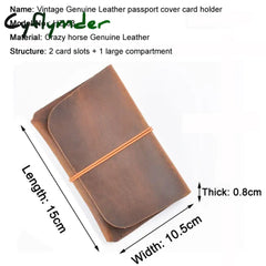 Cyflymder Vintage Crazy Horse Genuine Leather Passport Book Traveler Passport Cover Leather Card Holder Wallet ID Card