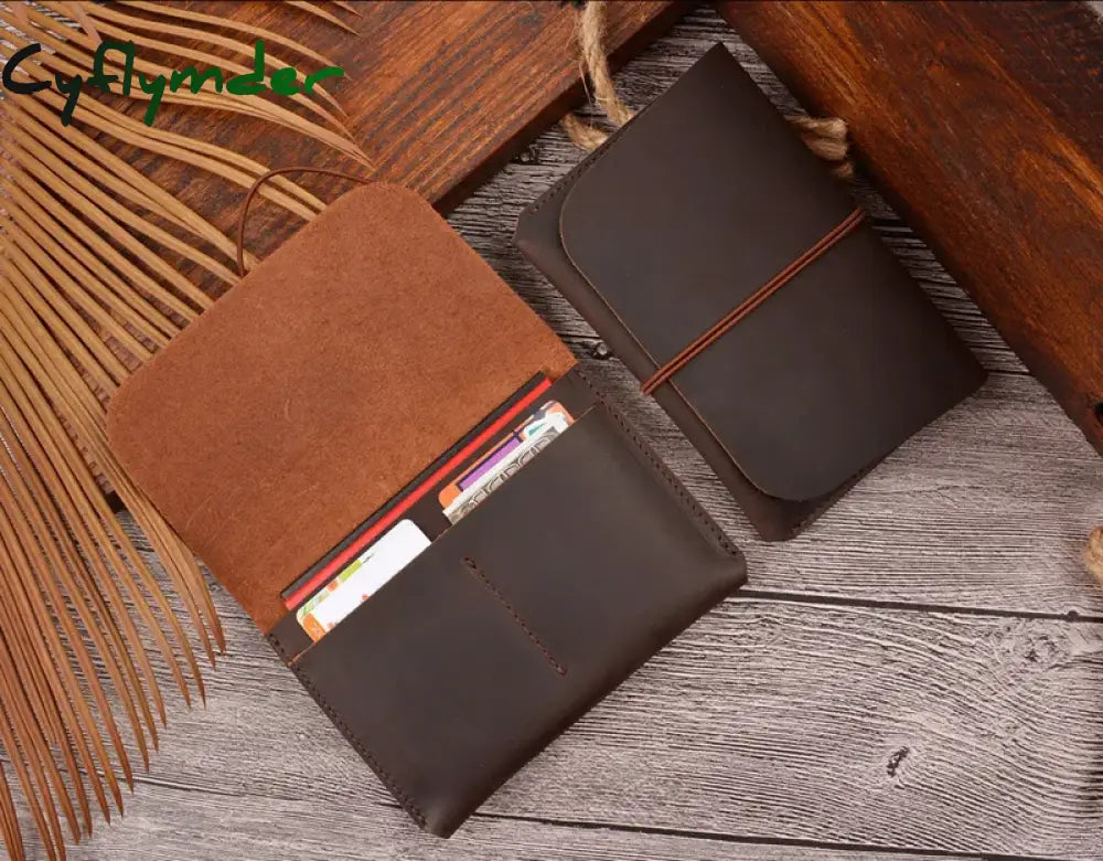 Cyflymder Vintage Crazy Horse Genuine Leather Passport Book Traveler Passport Cover Leather Card Holder Wallet ID Card