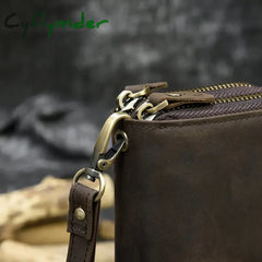 Cyflymder Vintage Crazy Horse Leather Men Women Long Purse Wallet Credit Card Double Zip Wallets