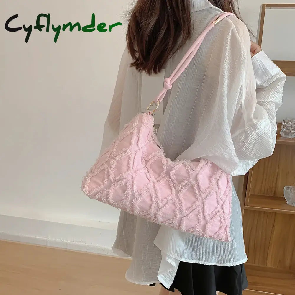 Cyflymder Vintage Denim Cloth Women Shoulder Underarm Bags Casual Totes Handbags New Fashion