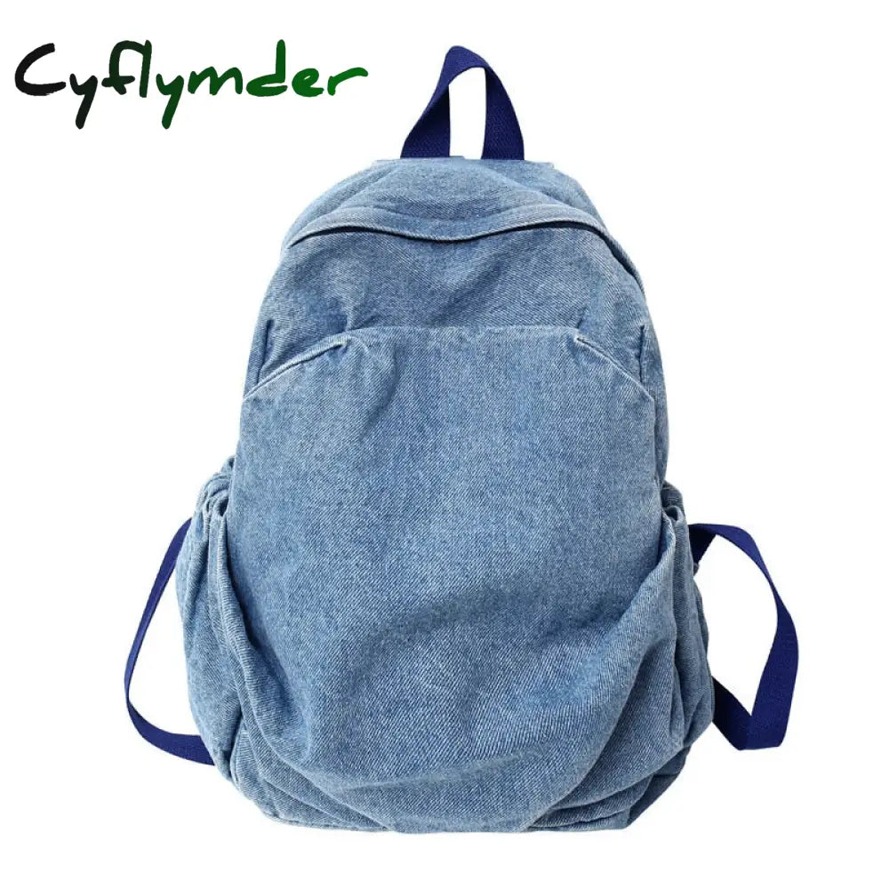 Cyflymder Vintage Denim Jean Women Backpacks Preppy Style Shoulder Bags Girls School Travel Casual