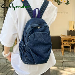 Cyflymder Vintage Denim Jean Women Backpacks Preppy Style Shoulder Bags Girls School Travel Casual