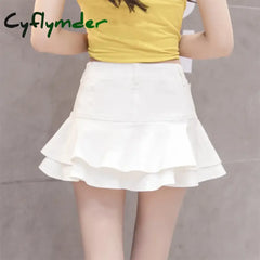 Cyflymder Vintage Denim Mini Skirts Women Summer Sexy Solid Colour Ball Gown Jeans Female Casual