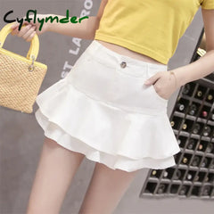 Cyflymder Vintage Denim Mini Skirts Women Summer Sexy Solid Colour Ball Gown Jeans Female Casual