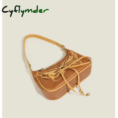 Cyflymder Vintage Design Women’s Small Shoulder Bag Brown Butterfly Embroidery Female Underarm