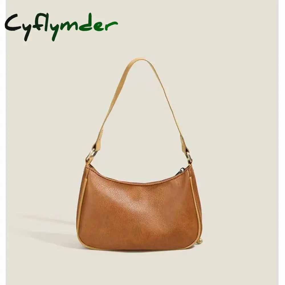 Cyflymder Vintage Design Women’s Small Shoulder Bag Brown Butterfly Embroidery Female Underarm