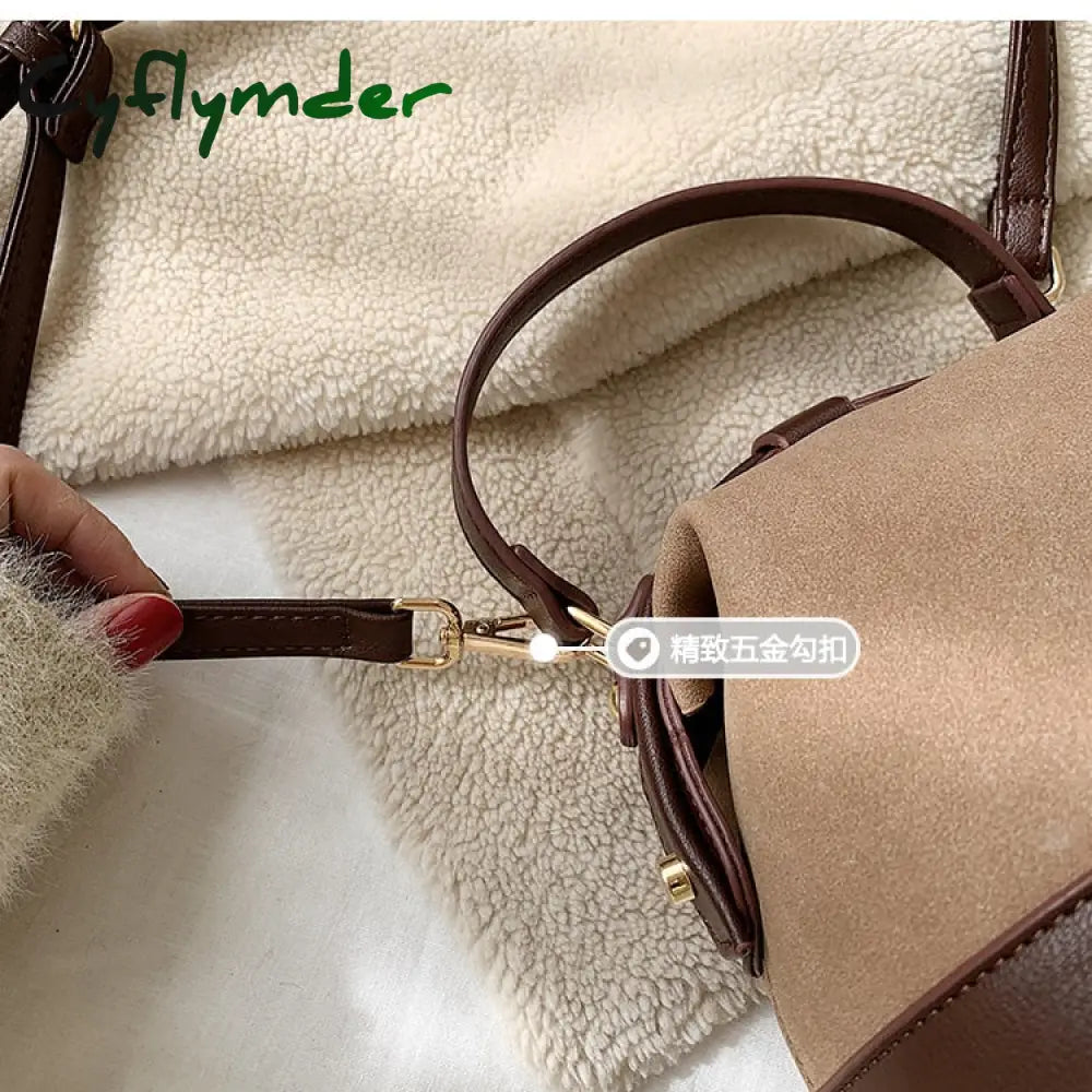 Cyflymder Vintage Fashion Female Tote Bucket Bag New Quality Matte Leather Women’s Designer