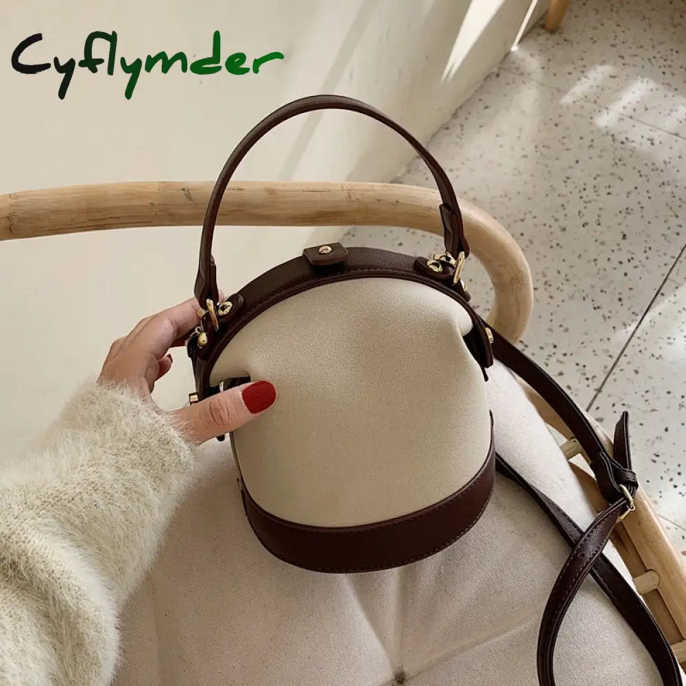 Cyflymder Vintage Fashion Female Tote Bucket Bag New Quality Matte Leather Women’s Designer