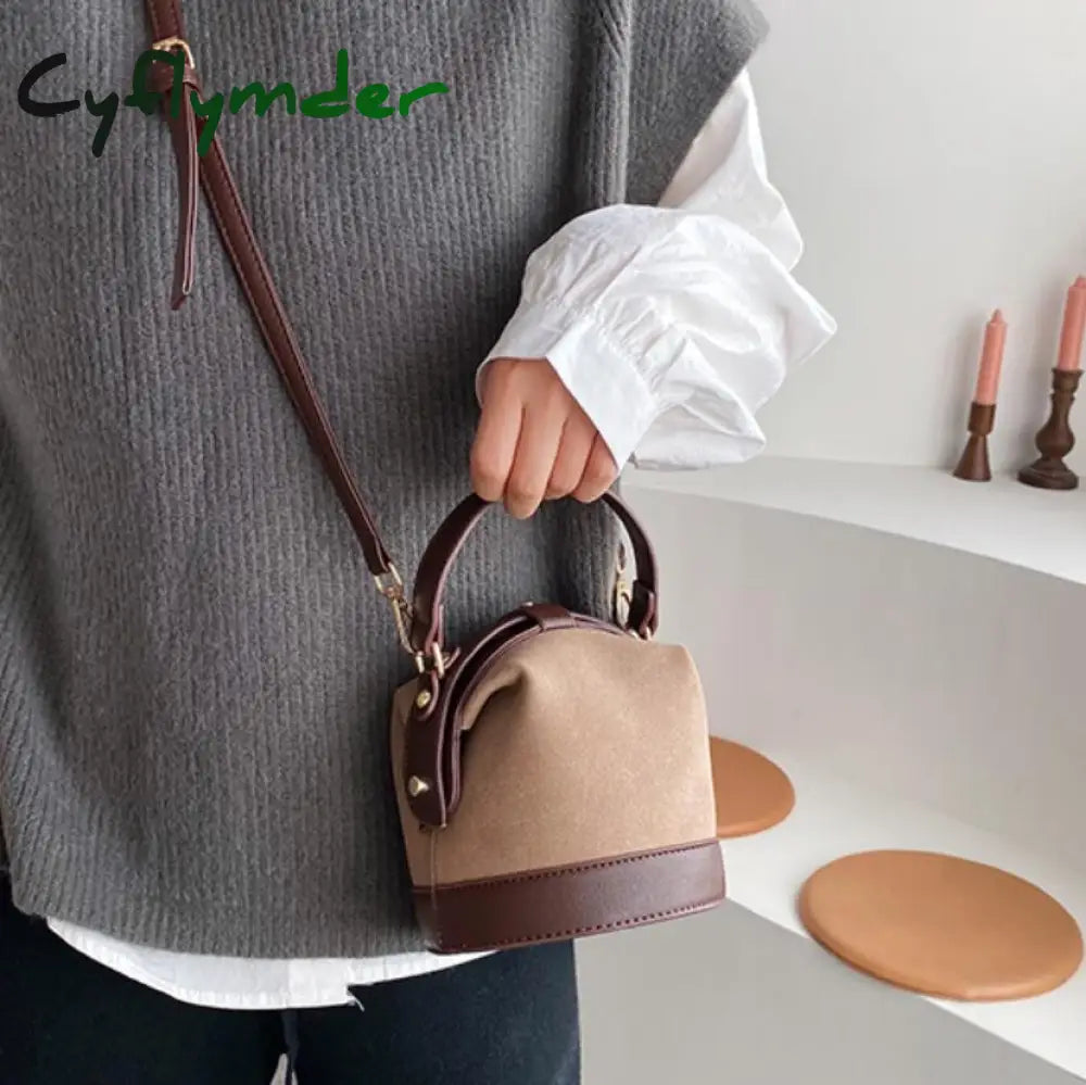 Cyflymder Vintage Fashion Female Tote Bucket Bag New Quality Matte Leather Women’s Designer