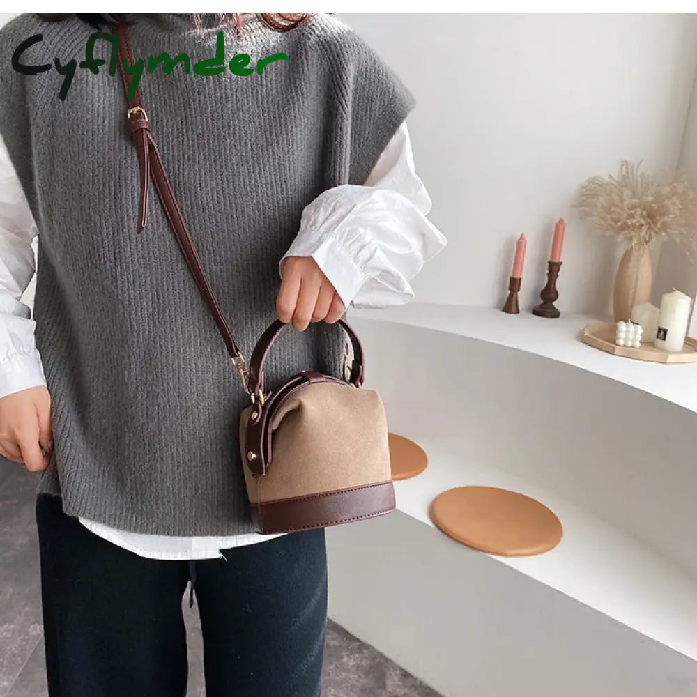 Cyflymder Vintage Fashion Female Tote Bucket Bag New Quality Matte Leather Women’s Designer