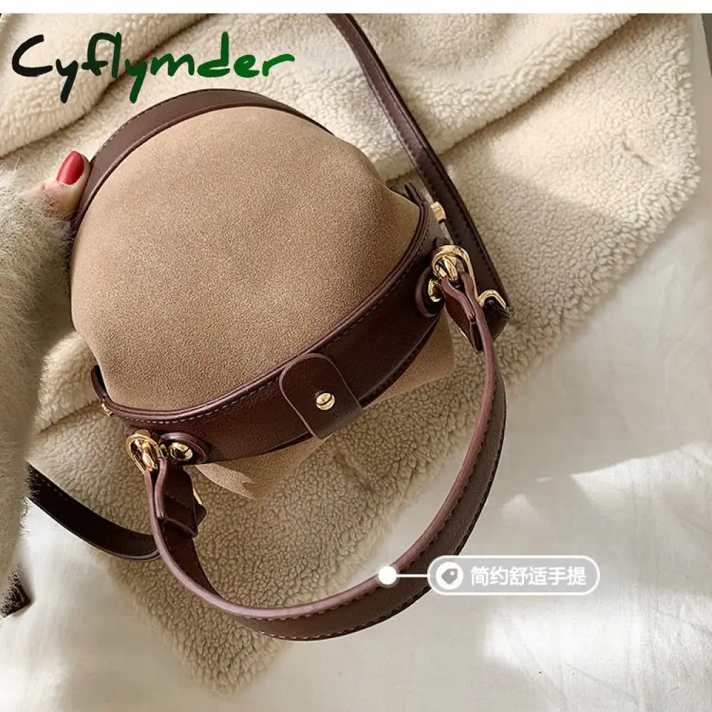 Cyflymder Vintage Fashion Female Tote Bucket Bag New Quality Matte Leather Women’s Designer