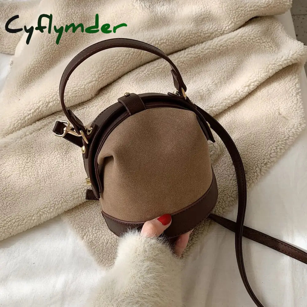 Cyflymder Vintage Fashion Female Tote Bucket Bag New Quality Matte Leather Women’s Designer