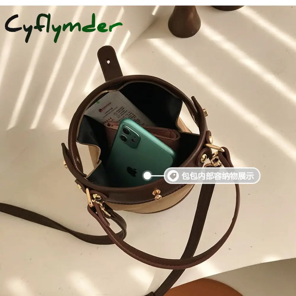 Cyflymder Vintage Fashion Female Tote Bucket Bag New Quality Matte Leather Women’s Designer